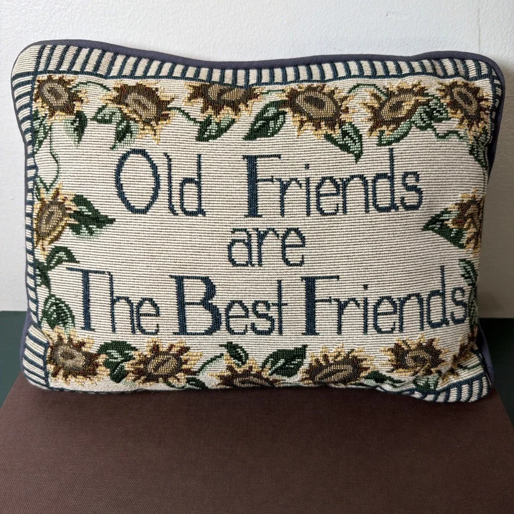 Vintage Country Sunflowers Tapestry Pillow Old Friends Are The Best Friends